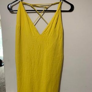 Used-yellow crossback midi dress- size 10